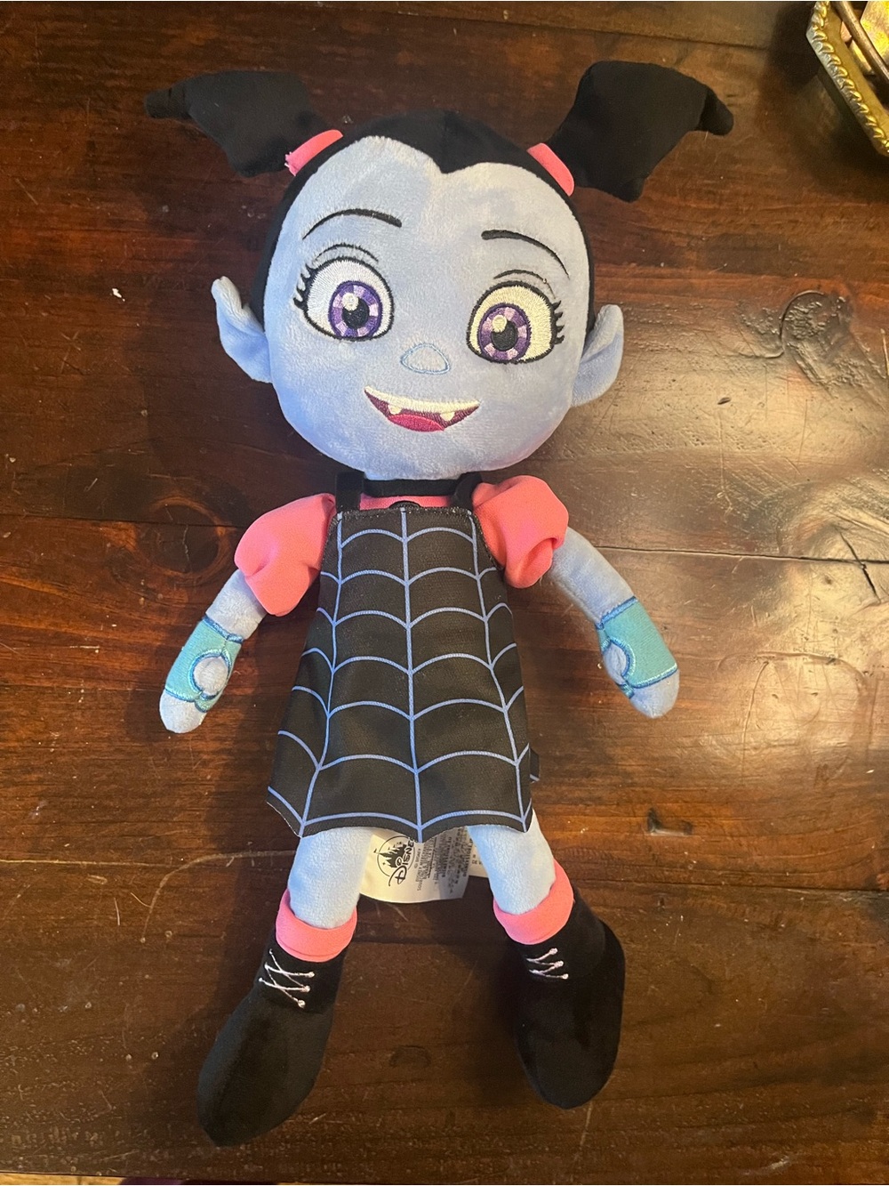 Disney Purple Vampirina Plush with Black Spiderweb Dress and Pink Accents
